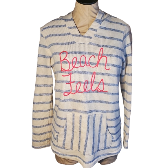 Old Navy Striped Graphic Cali-Fleece Pullover Hoodie Size 14 (XL) - Picture 2 of 6